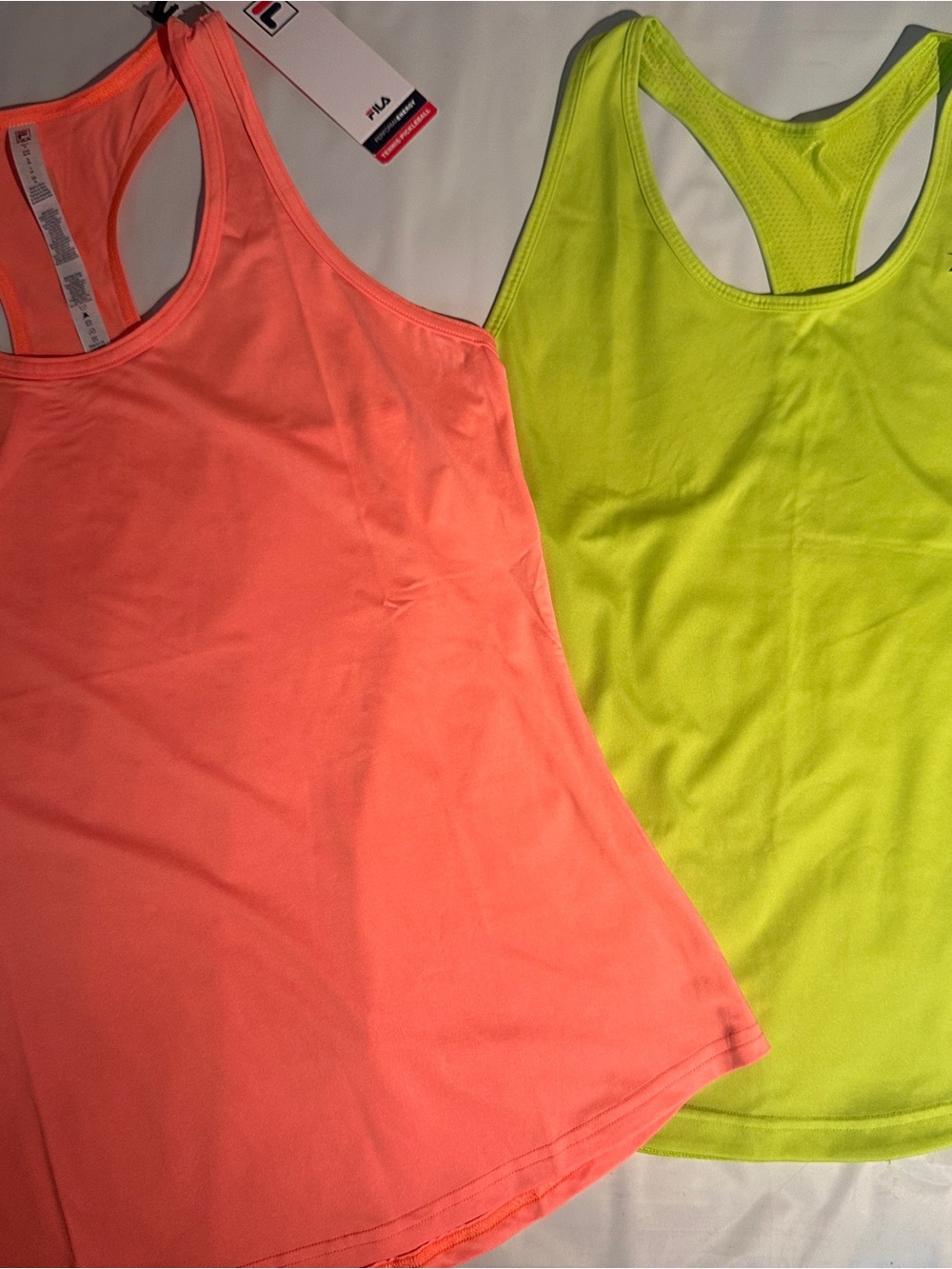 2-Tanks 1 New Fila Women's Orange + Yellow Reebok Razor Back Sz M